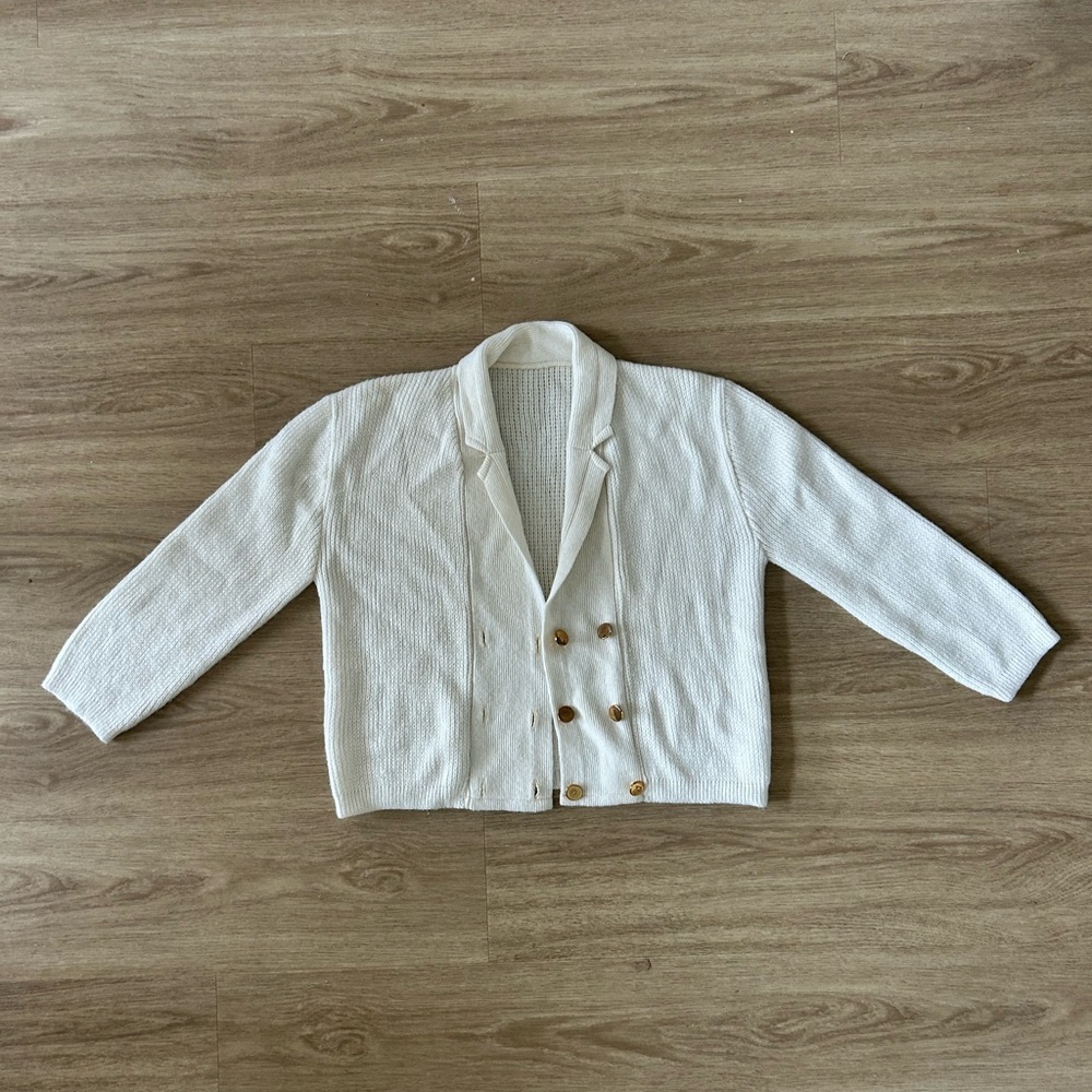 Vintage White Double-Breasted Cardigan